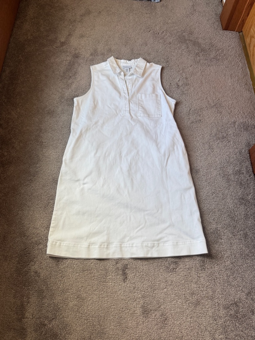 Liz Claiborne Simply Liz White Sleeveless Denim Dress SIZE L Collared Classic